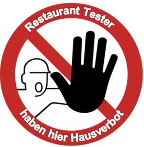 Restauranttester haben hier Hausverbot - Neues Türschild kostenlos als Druckvorlage per E-Mail abrufen: ch@hotelier-tv.com (Grafik: Ulrich Jander)